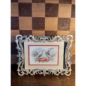Ornate Repurposed Frame With Picture of Doves